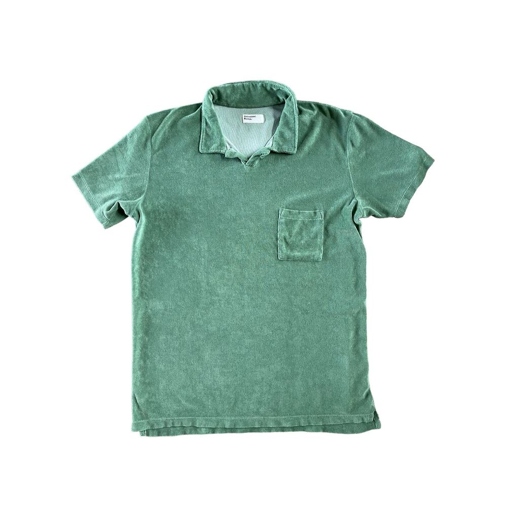 Universal Works Men’s Vacation Polo Lightweight Terry Green Size XL